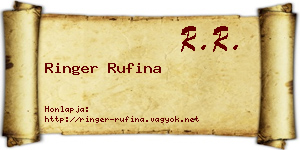 Ringer Rufina névjegykártya